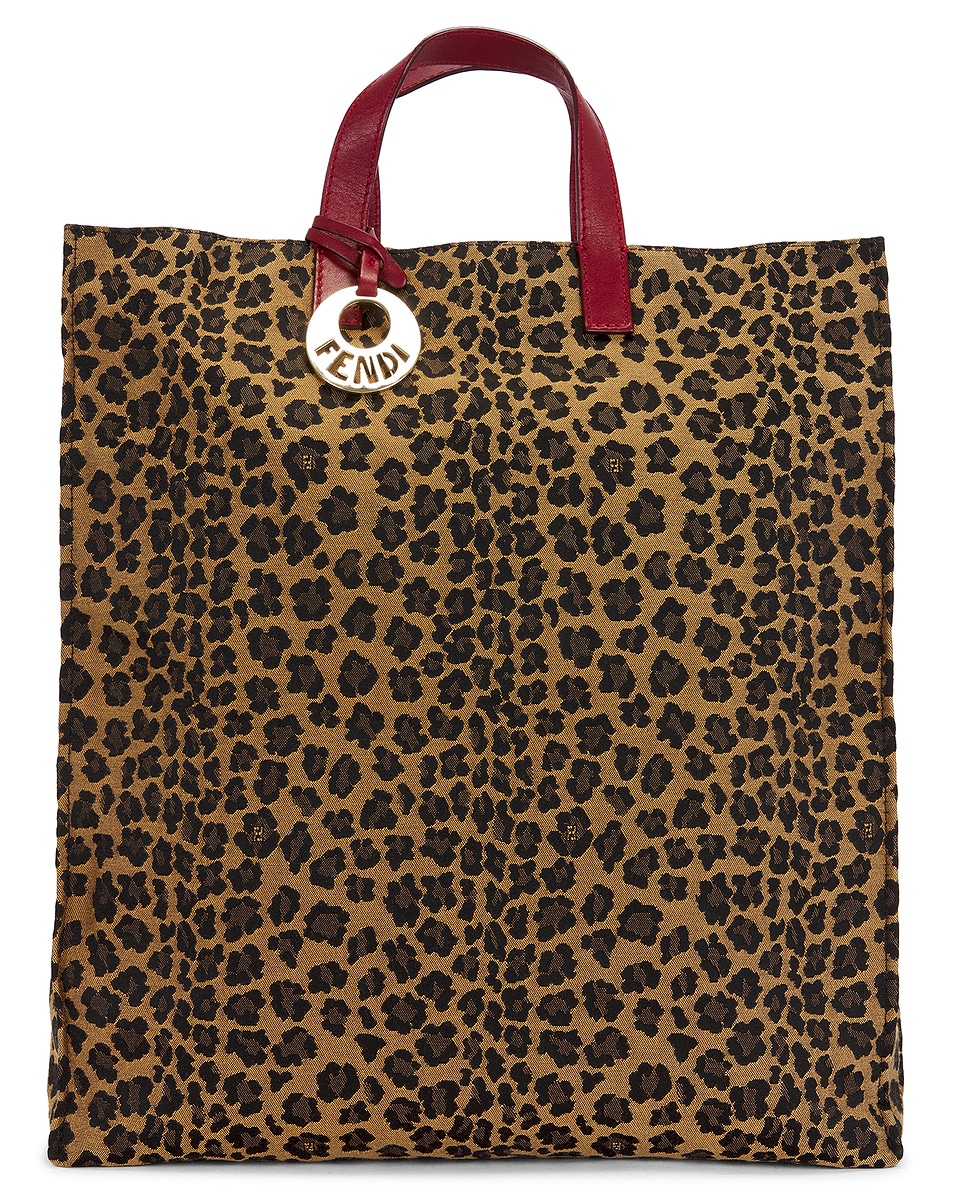 Image 1 of FWRD Renew Fendi Leopard Chef Vertical Tote Bag in Multi