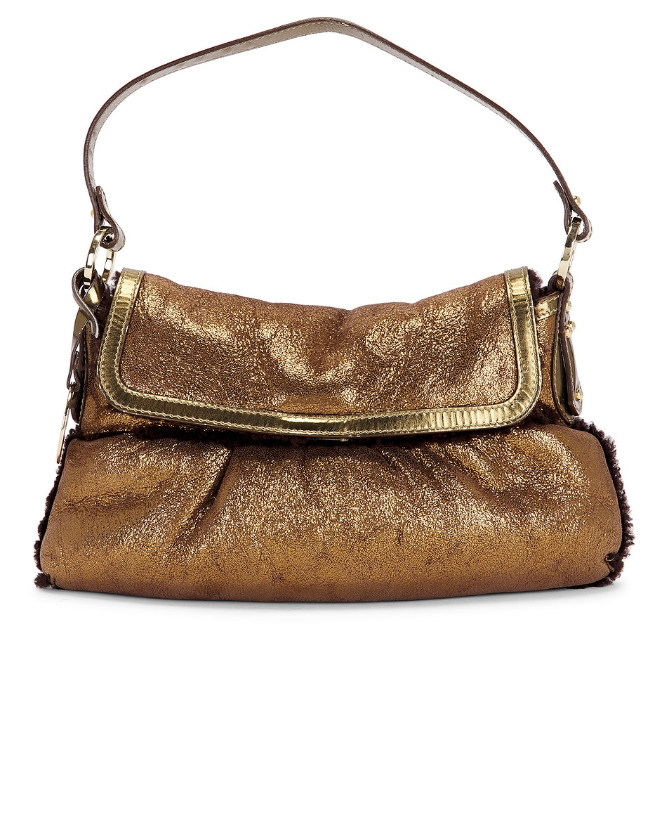 Image 1 of FWRD Renew Fendi Vintage Shearling Chef Shoulder Bag in Bronze