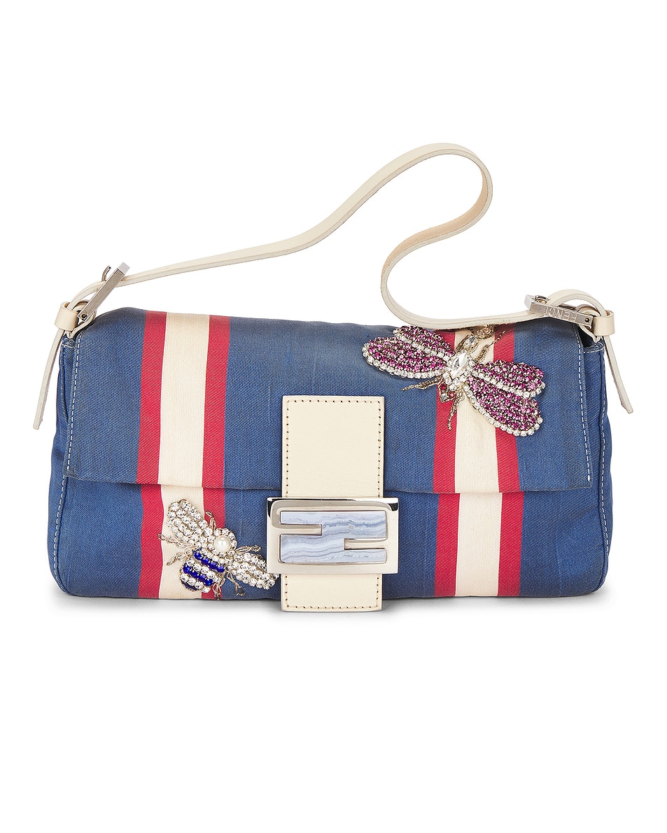Image 1 of FWRD Renew Fendi Insect Baguette Shoulder Bag in Blue