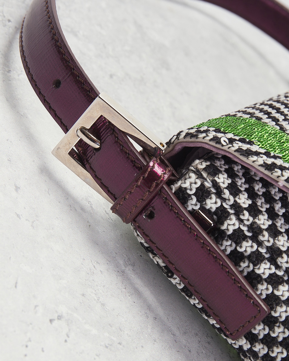 Fendi Embroidered Tweed Baguette Shoulder Bag