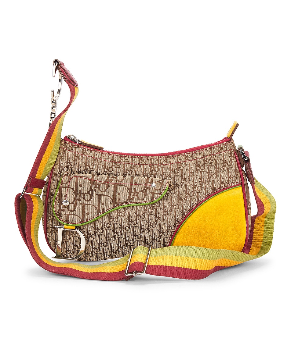 Image 1 of FWRD Renew Dior Rasta Trotter Double Saddle Bag in Beige