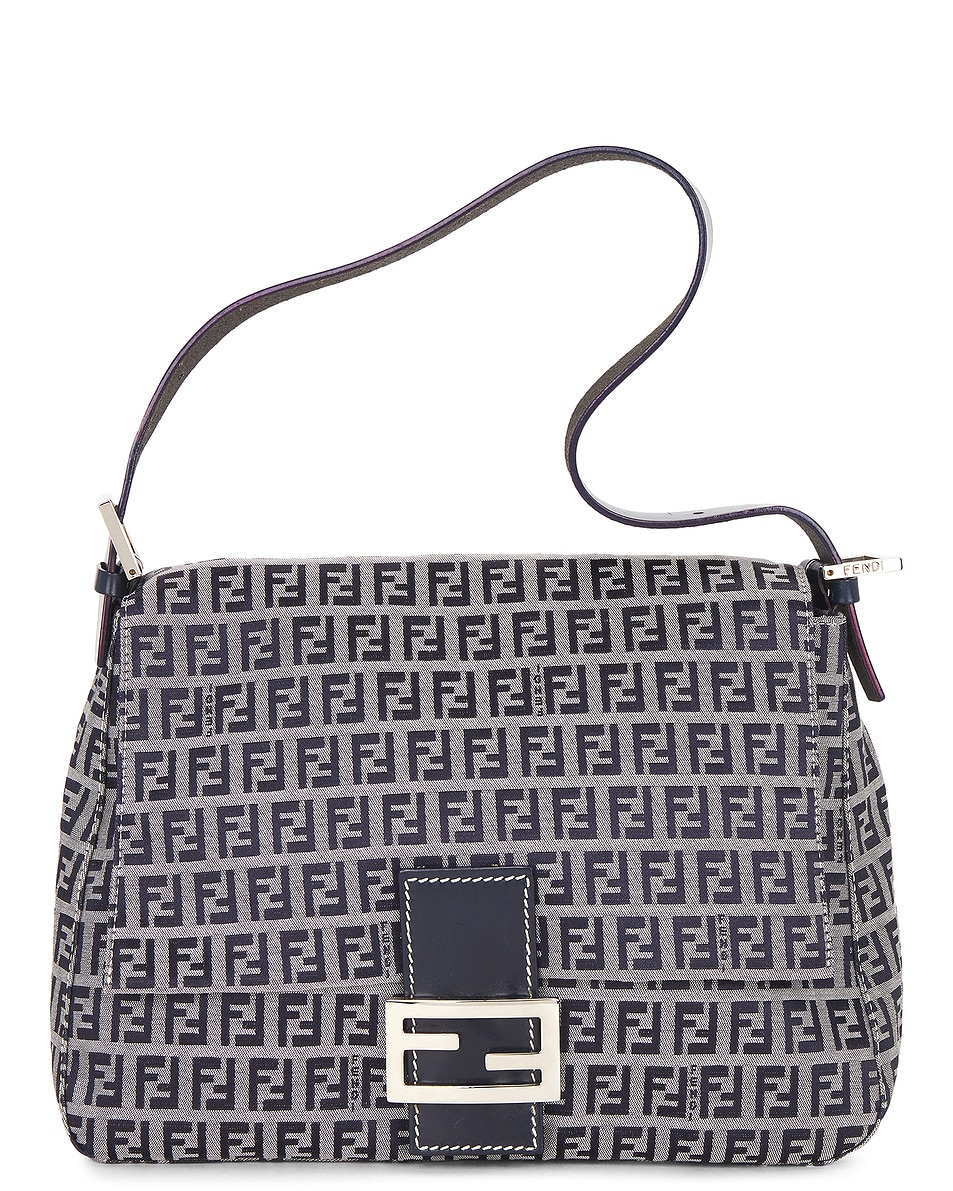 Image 1 of FWRD Renew Fendi Zucchino Mama Baguette Shoulder Bag in Blue