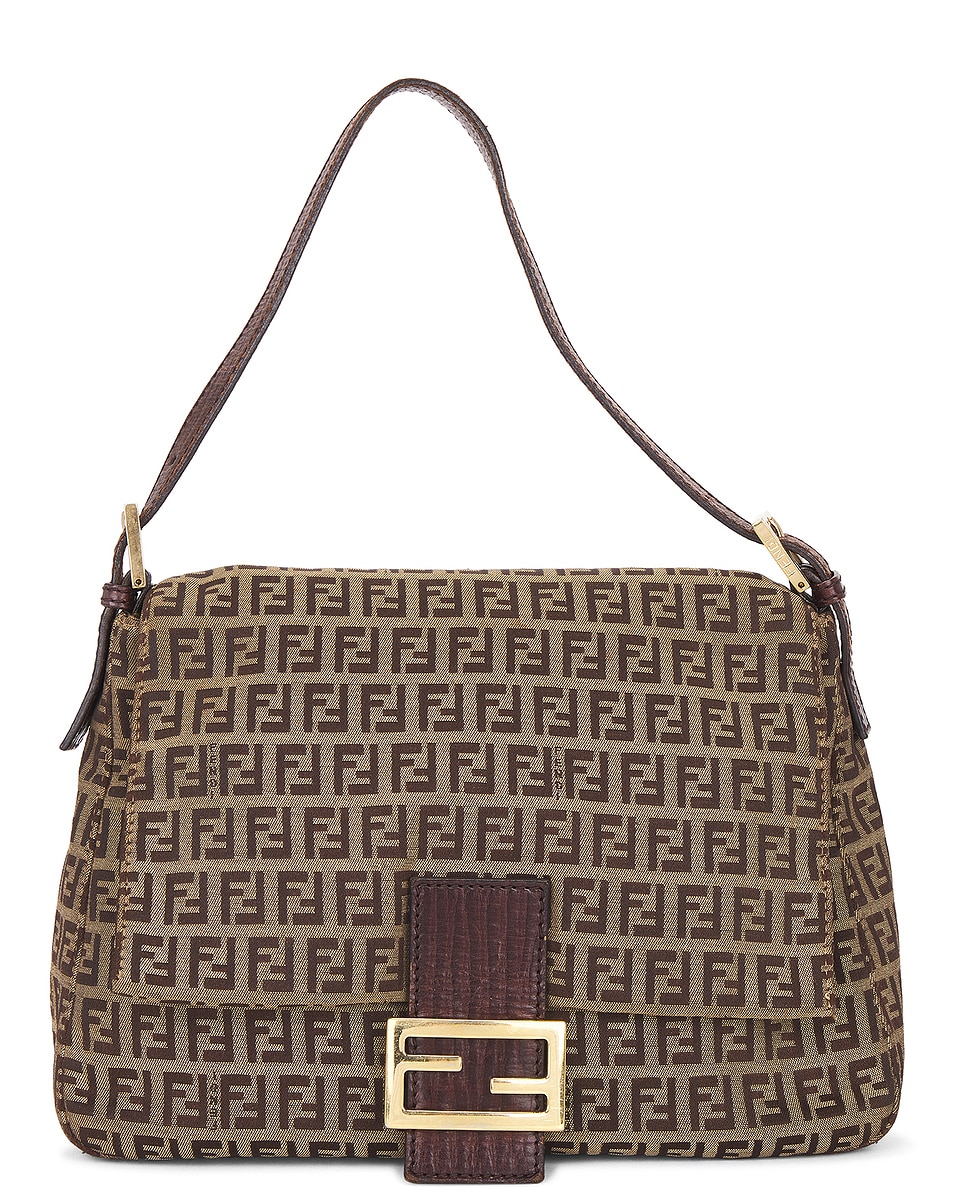 Image 1 of FWRD Renew Fendi Zucchino Mama Baguette Shoulder Bag in Brown