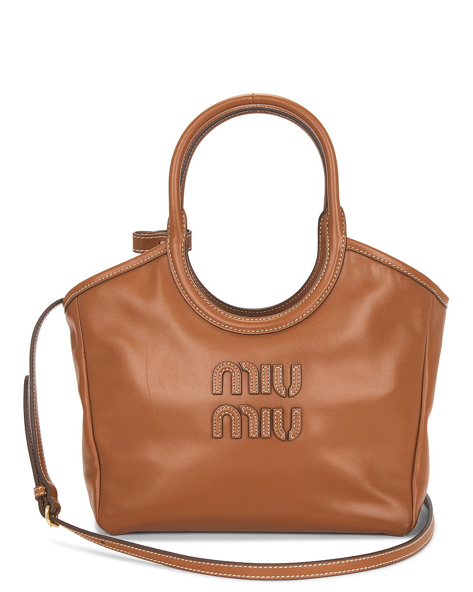 Image 1 of FWRD Renew Miu Miu Ivy Tote Bag in Cognac