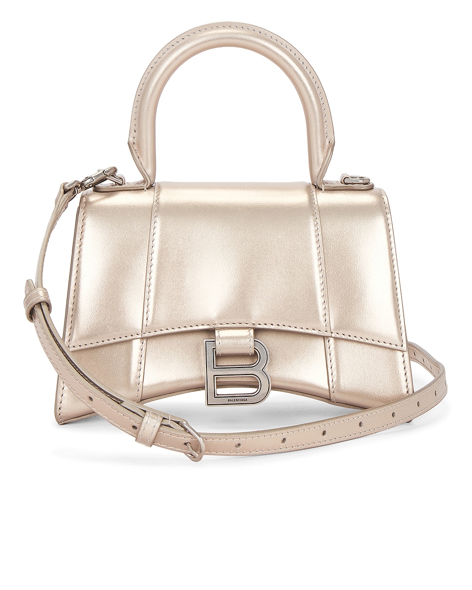 Image 1 of FWRD Renew Balenciaga Hourglass XS Top Handle Bag in Stone Beige