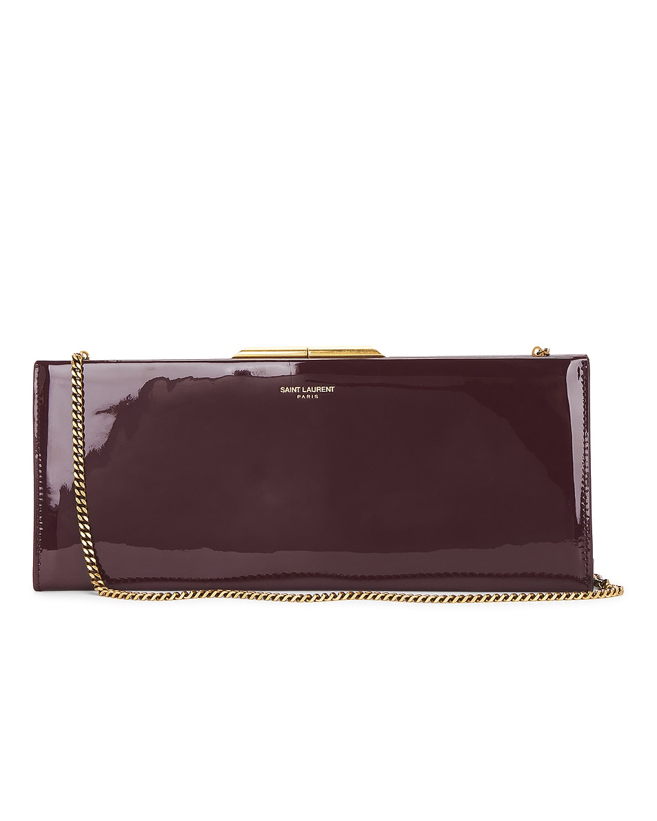 Image 1 of FWRD Renew Saint Laurent Small Midnight Pochette Bag in Dark Red Wine