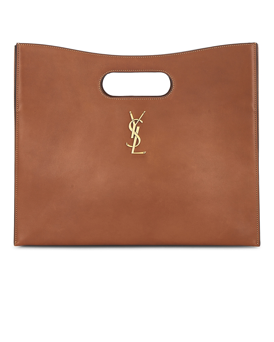Image 1 of FWRD Renew Saint Laurent New Le Carre Bag in Brick & Dark Ebene