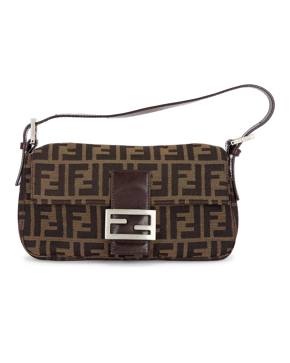 Image 1 of FWRD Renew Fendi Zucca Baguette Shoulder Bag in Brown