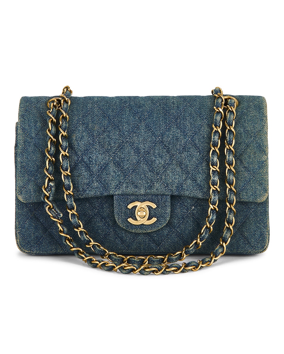 Image 1 of FWRD Renew Chanel Denim Classic Flap Bag in Blue Denim
