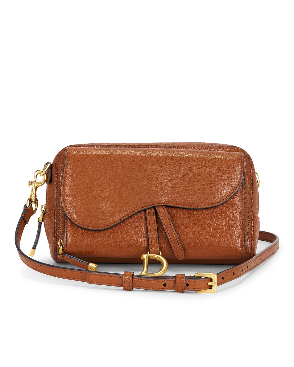 Image 1 of FWRD Renew Dior Double Saddle Pouch in Brown
