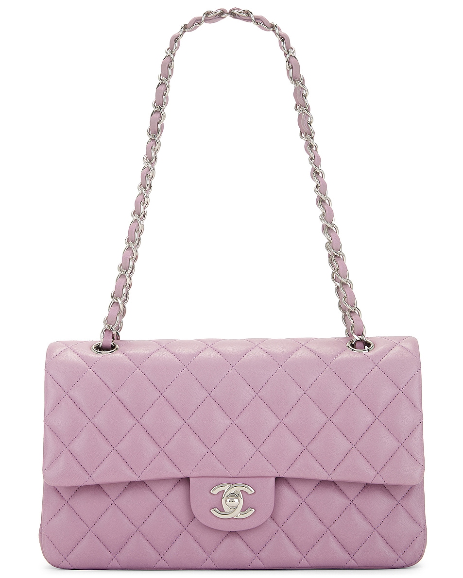 Image 1 of FWRD Renew Chanel Matelasse Lambskin Double Flap Chain Shoulder Bag in Purple Pink