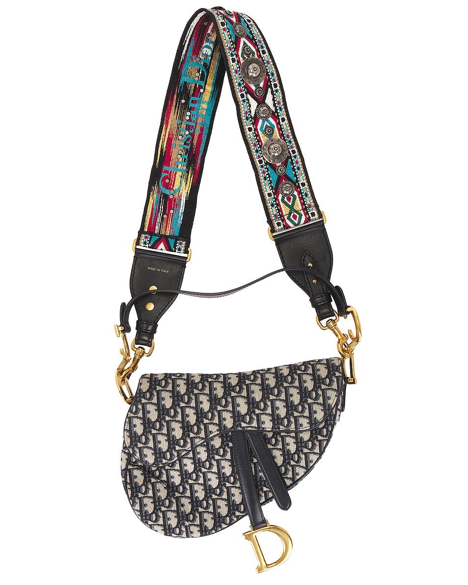 Image 1 of FWRD Renew Dior Oblique Trotter Saddle Bag in Blue
