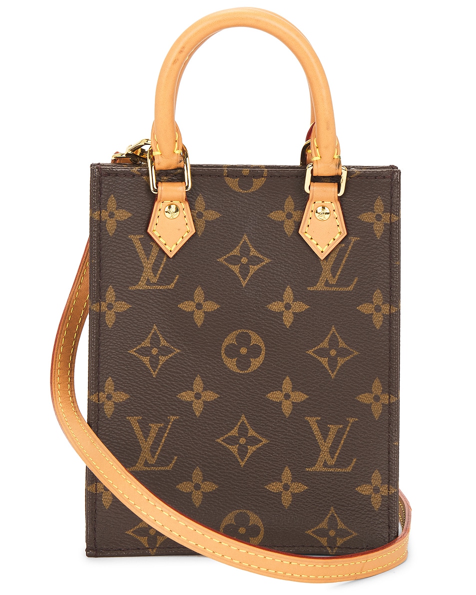 Image 1 of FWRD Renew Louis Vuitton Monogram Petit Sac Plat Tote Bag in Brown