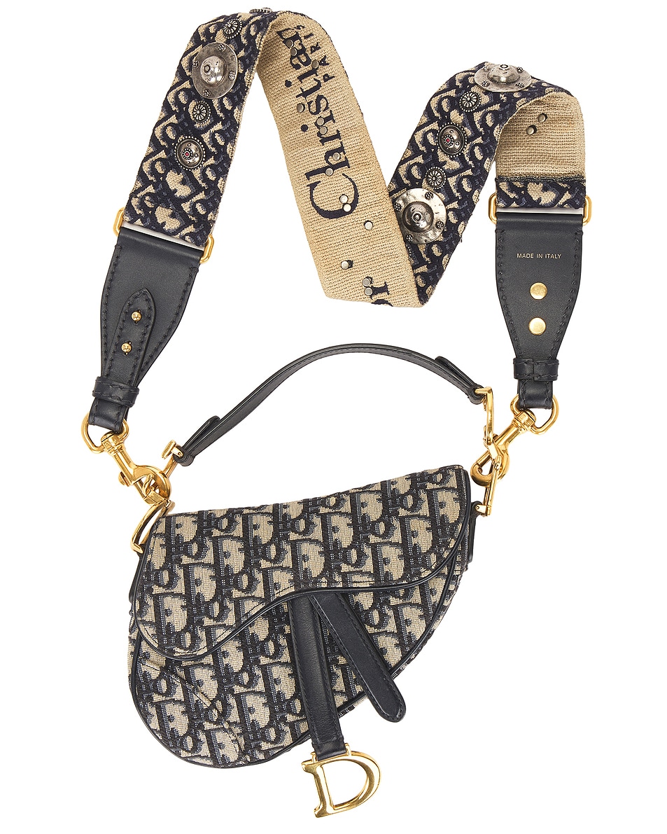 Image 1 of FWRD Renew Dior Oblique Trotter Saddle Bag in Beige