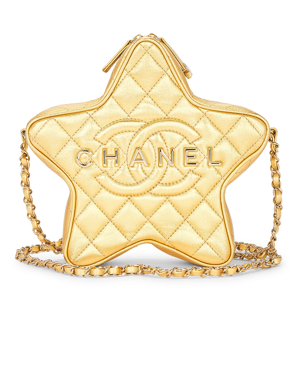Image 1 of FWRD Renew Chanel Lambskin Walk Of Fame Star Shoulder Bag in Gold