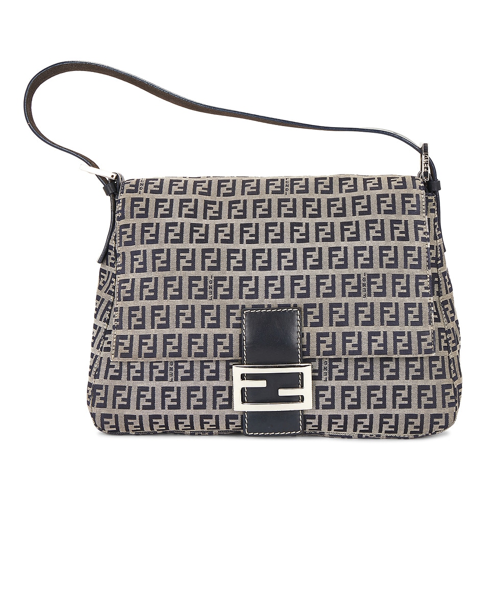 Image 1 of FWRD Renew Fendi Zucchino Mama Baguette Shoulder Bag in Blue