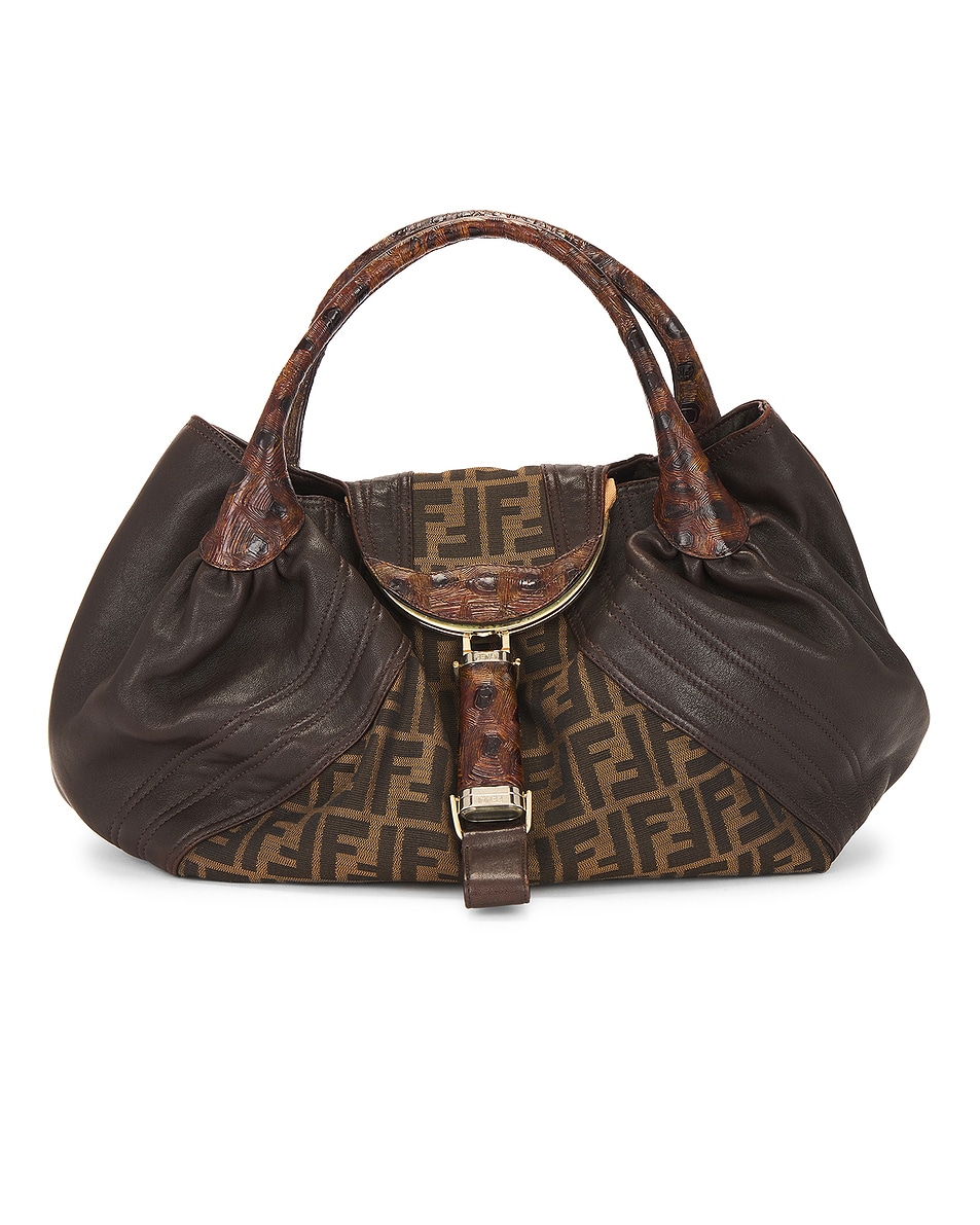 Image 1 of FWRD Renew Fendi Zucca Spy Handbag in Brown