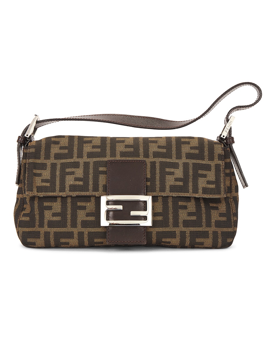 Image 1 of FWRD Renew Fendi Zucca Baguette Shoulder Bag in Brown