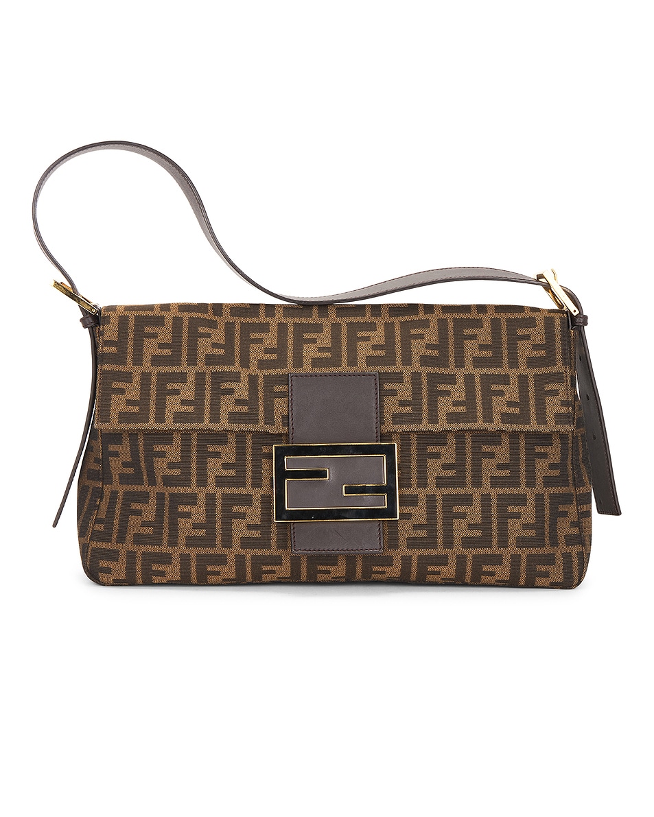 Image 1 of FWRD Renew Fendi Zucca Mama Baguette Shoulder Bag in Brown