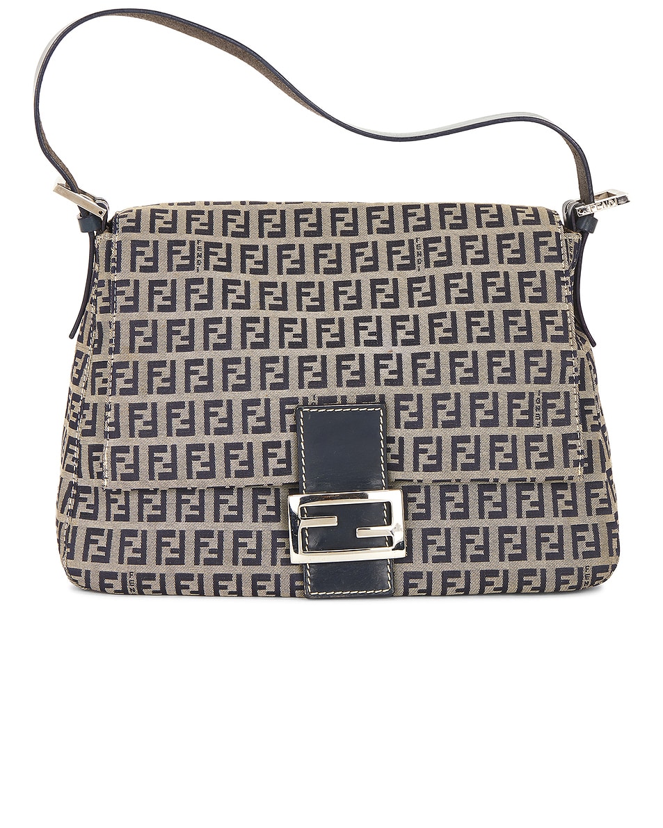 Image 1 of FWRD Renew Fendi Zucchino Mama Baguette Shoulder Bag in Blue
