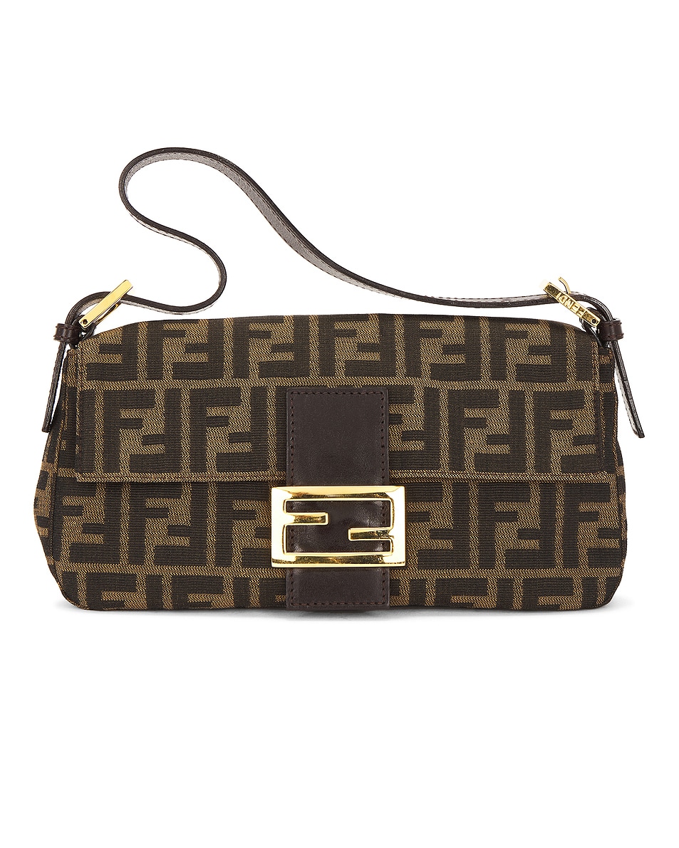 Image 1 of FWRD Renew Fendi Zucca Baguette Shoulder Bag in Brown