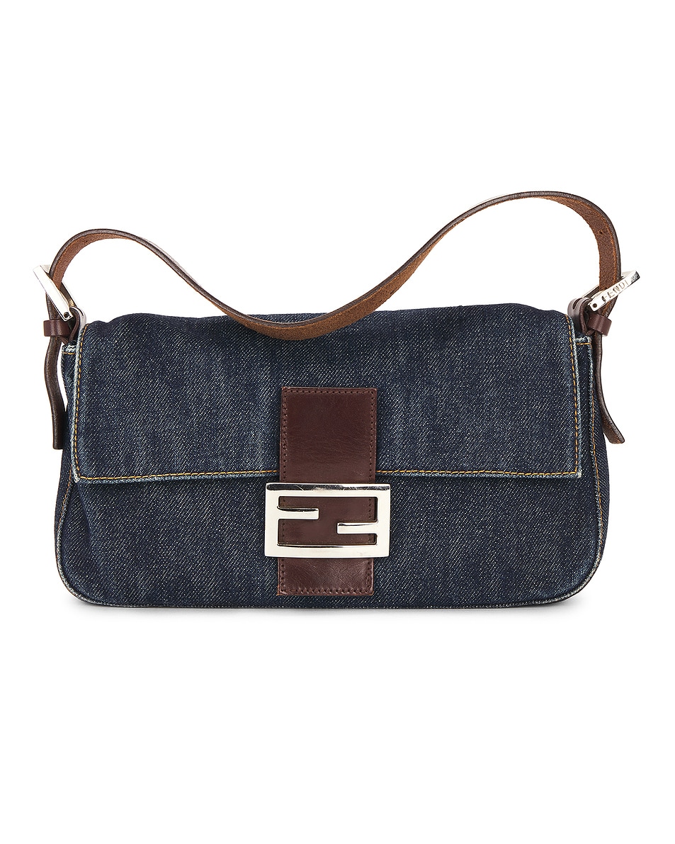 Image 1 of FWRD Renew Fendi Denim Baguette Shoulder Bag in Blue
