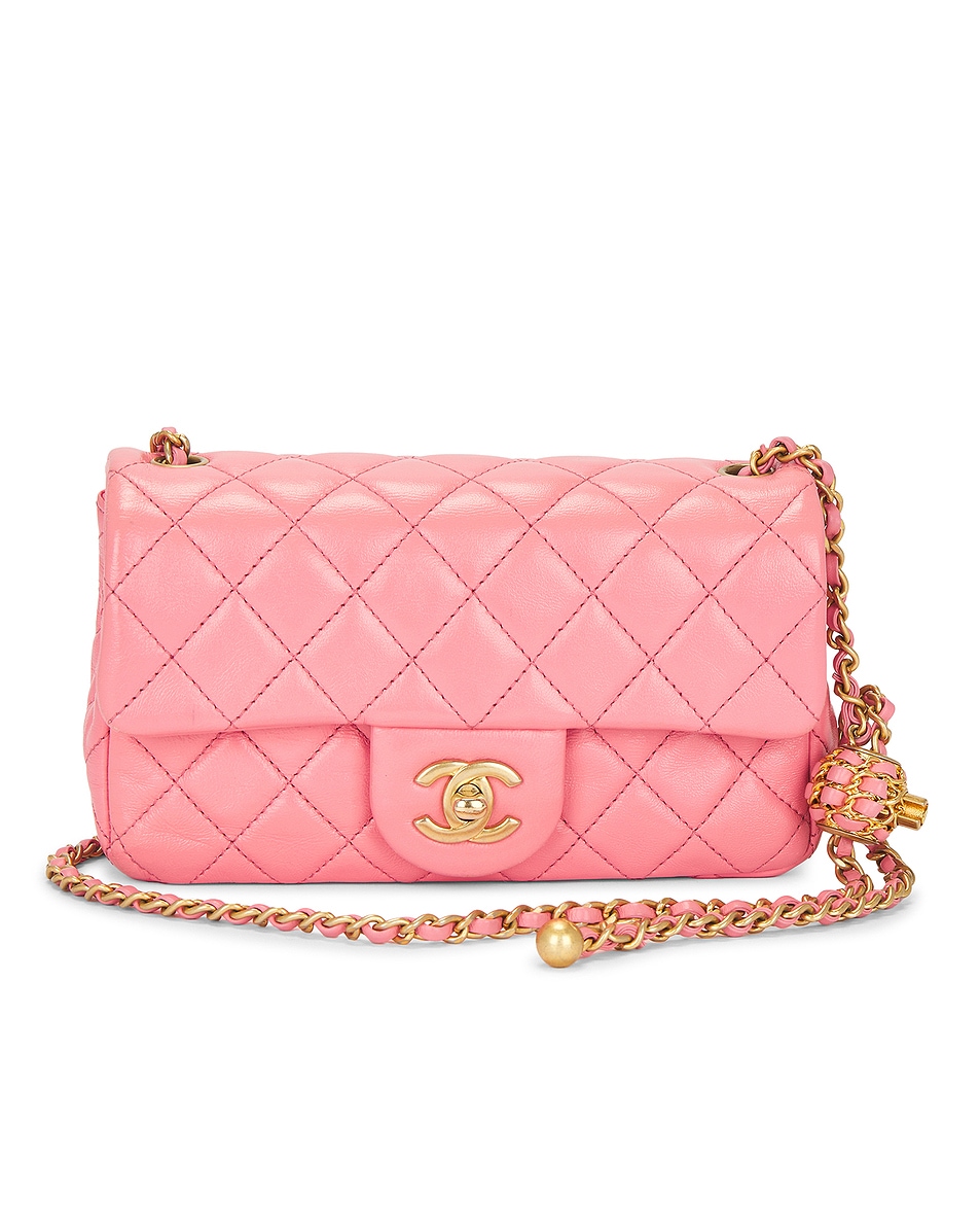 Image 1 of FWRD Renew Chanel Lambskin Mini Pearl Crush Flap Bag in Pink