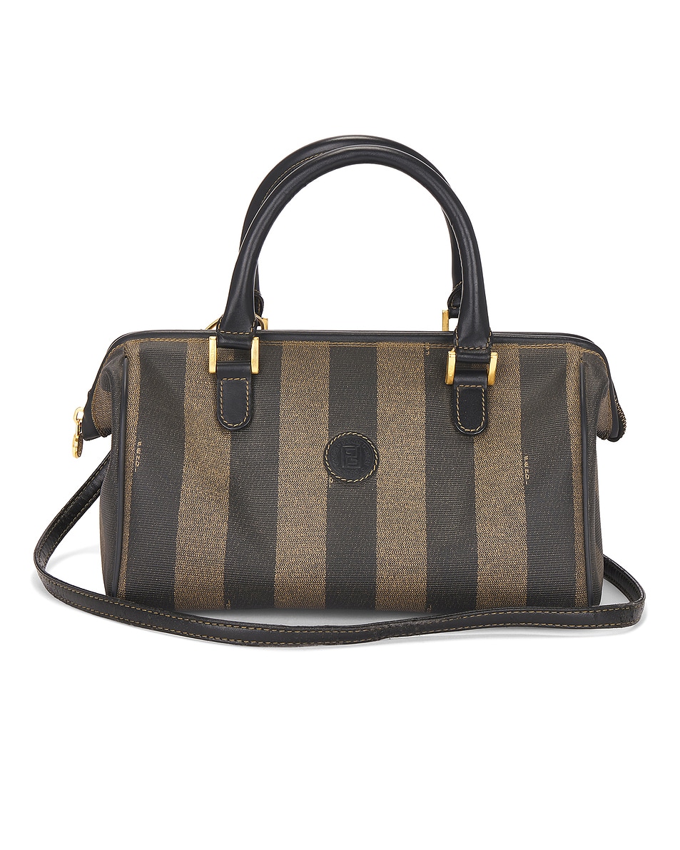 Image 1 of FWRD Renew Fendi Pequin Boston Bag in Multi in Black