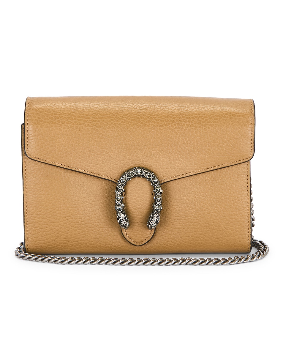 Image 1 of FWRD Renew Gucci Dionysus Wallet On Chain in Beige