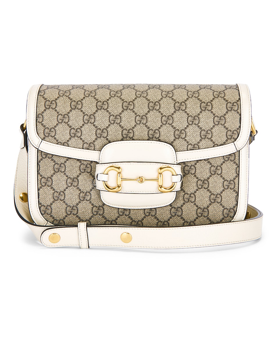 Image 1 of FWRD Renew Gucci Horsebit 1955 Shoulder Bag in Beige