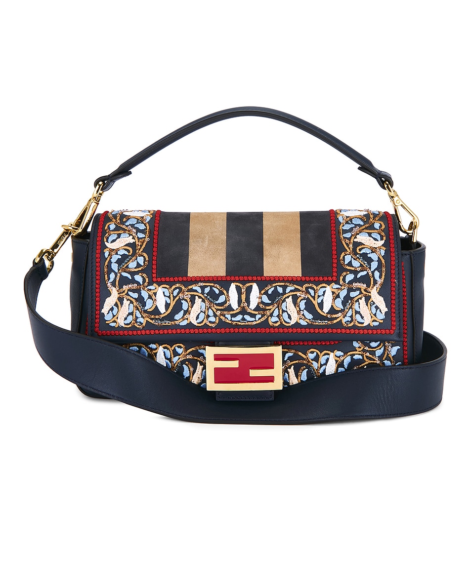 Image 1 of FWRD Renew Fendi Embroidered Baguette Shoulder Bag in Multi