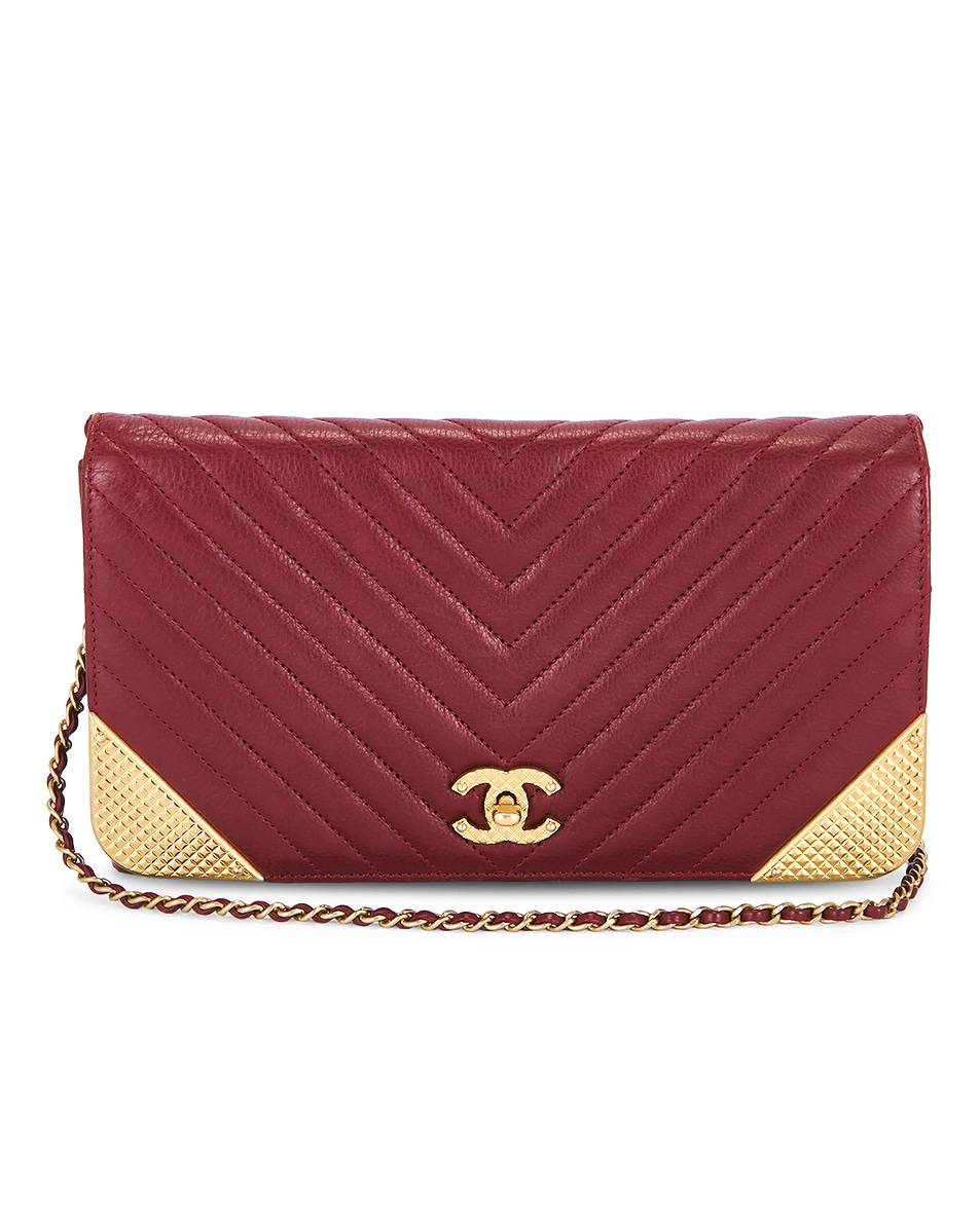 Image 1 of FWRD Renew Chanel Calfskin Wallet On Chain in Red