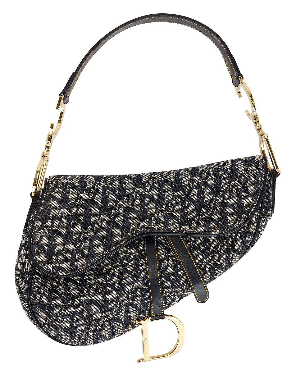 Image 1 of FWRD Renew Dior Trotter Oblique Saddle Bag in Blue