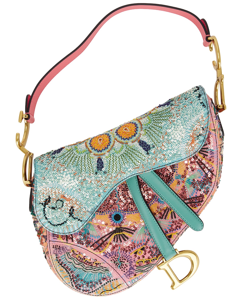 Image 1 of FWRD Renew Dior Sequin Saddle Bag in Multi