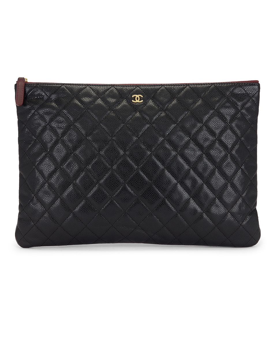 Image 1 of FWRD Renew Chanel Caviar Large O Case Clutch in Black