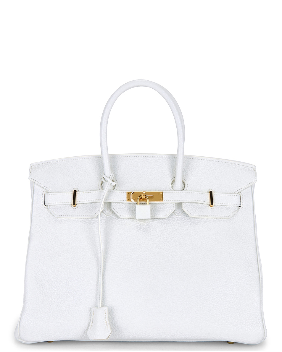 Image 1 of FWRD Renew Hermes Clemence Birkin 35 Retourne Handbag in Noir in Blanc