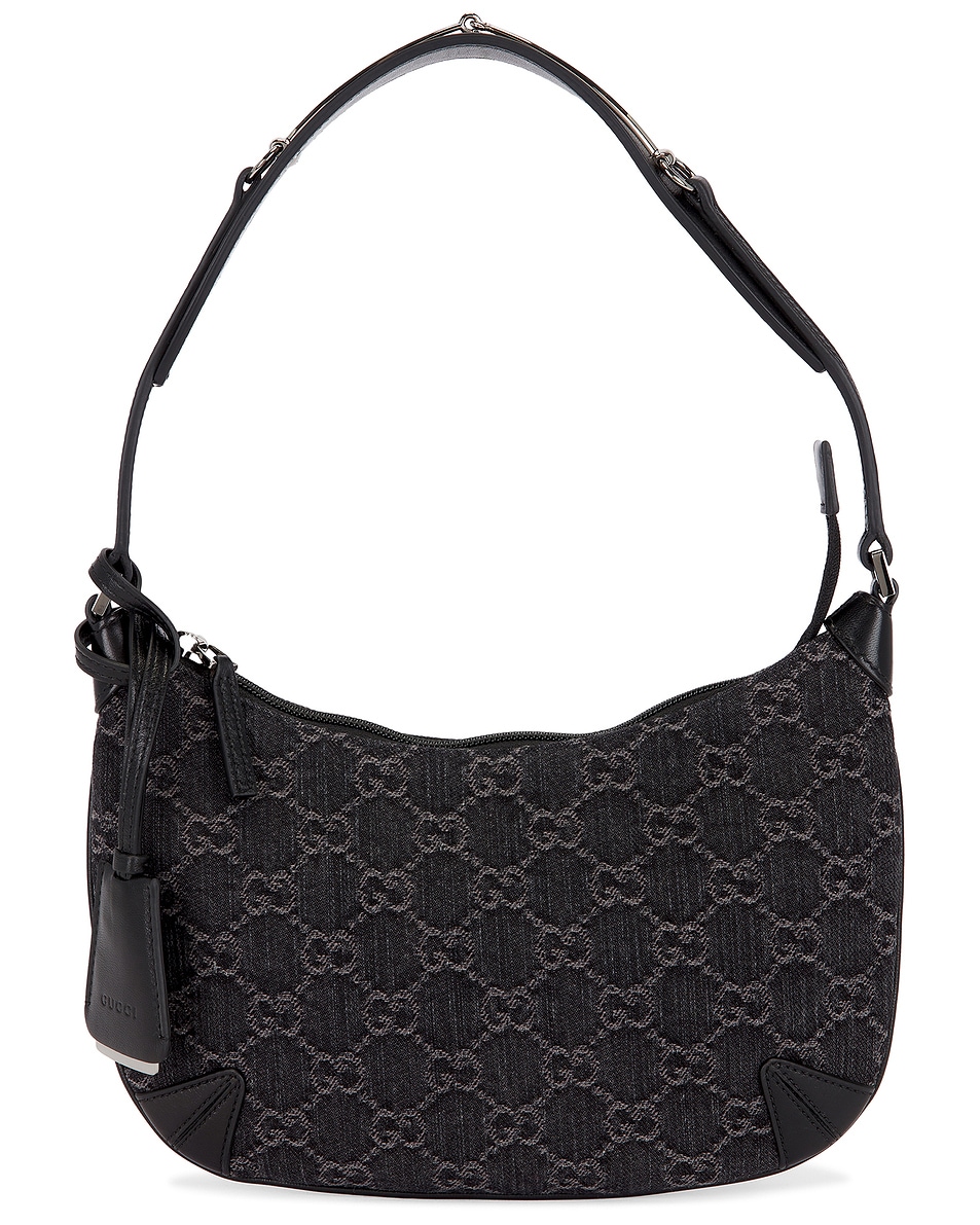 Image 1 of FWRD Renew Gucci Denim Shoulder Bag in Black
