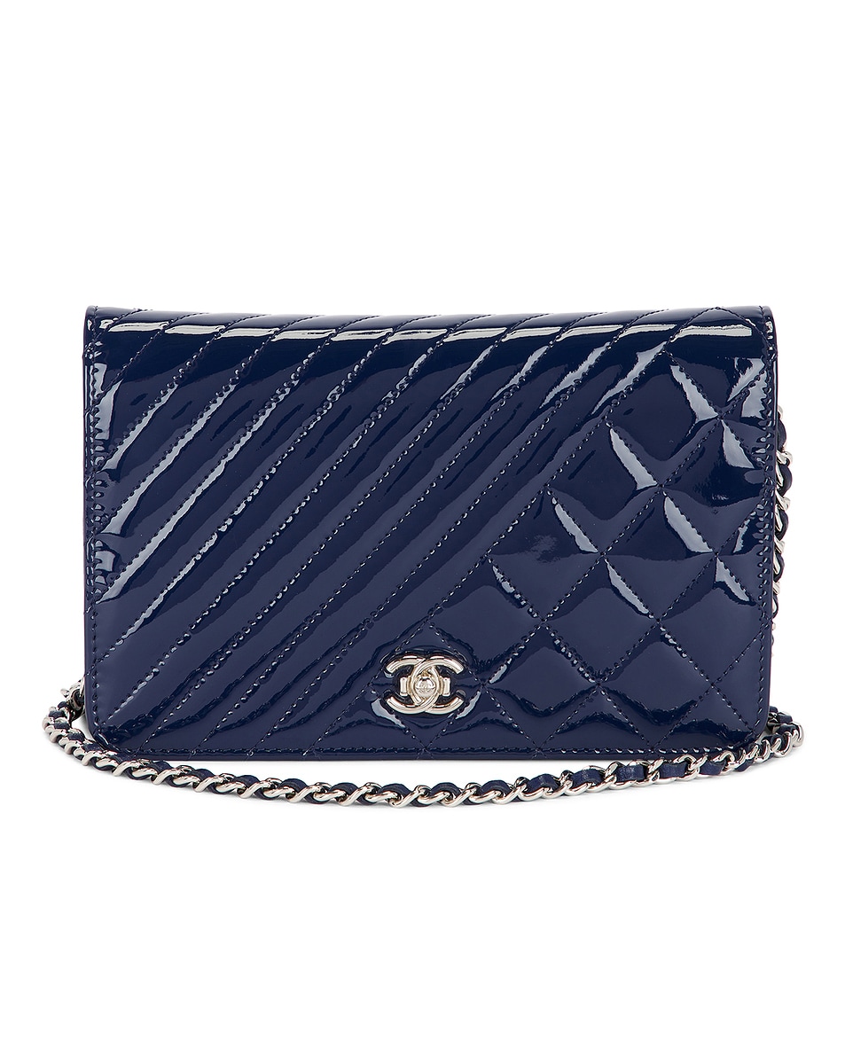 Image 1 of FWRD Renew Chanel Patent Coco Boy Wallet on Chain in Black