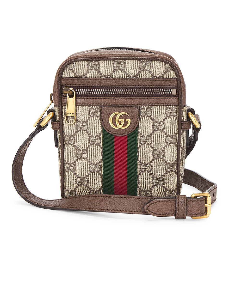 Image 1 of FWRD Renew Gucci Ophidia Mini Messenger Bag in Beige