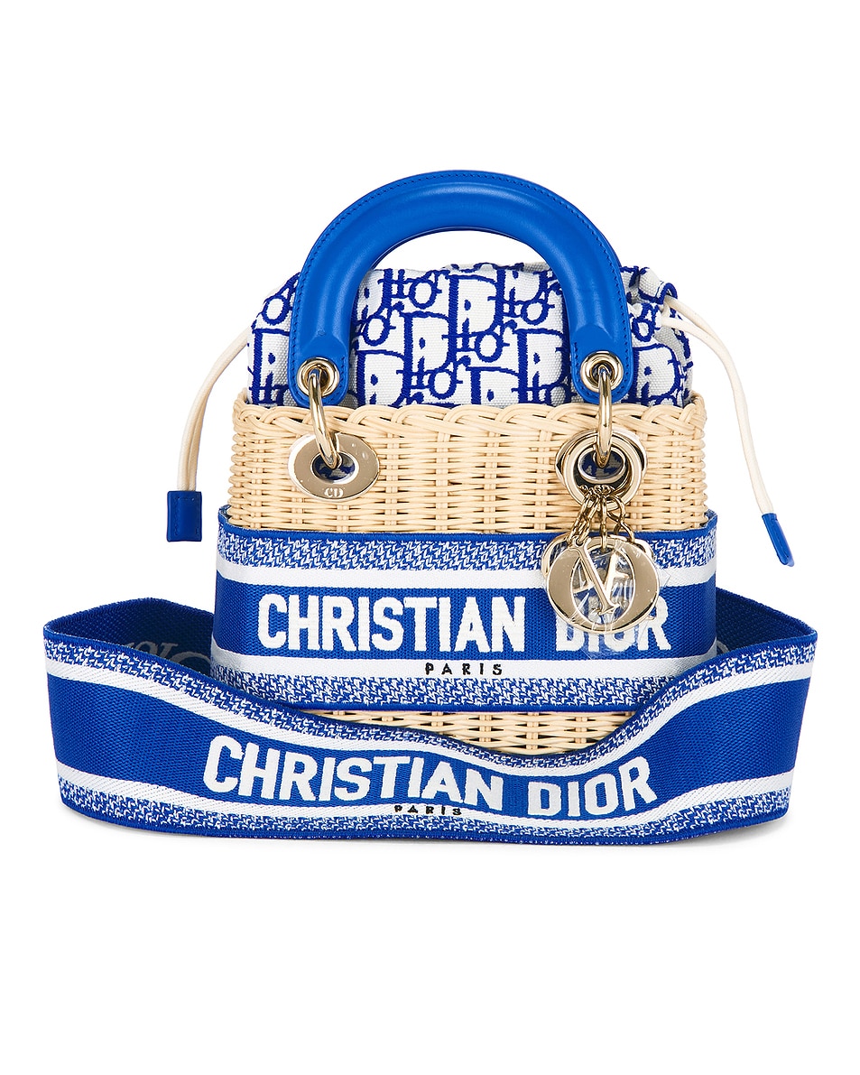 Image 1 of FWRD Renew Dior Wicker Oblique Mini Lady Dior Handbag in Neutral