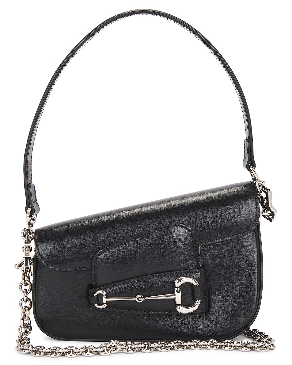Image 1 of FWRD Renew Gucci Mini Horsebit 1955 Asymmetric Shoulder Bag in Black