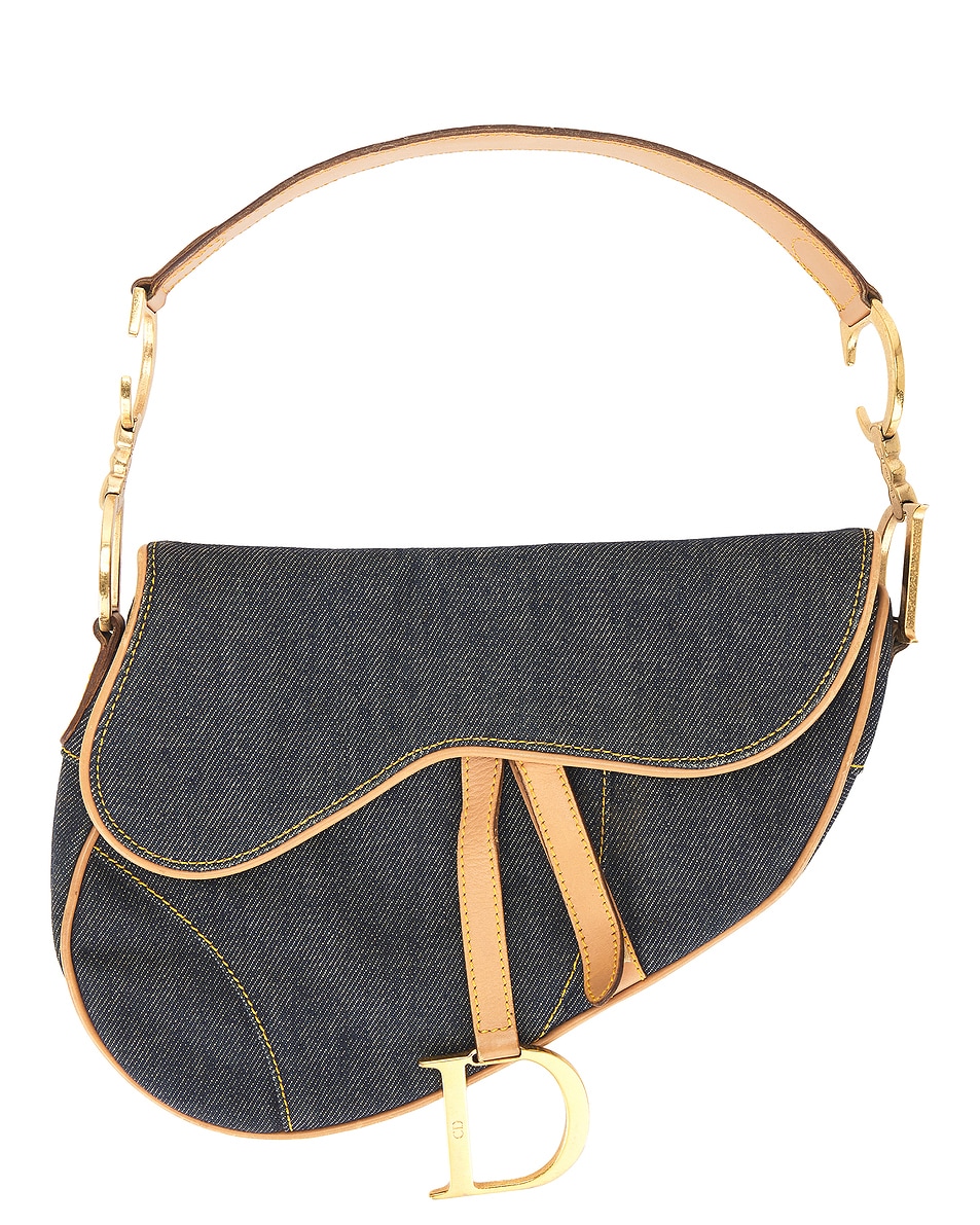 Image 1 of FWRD Renew Dior Denim Saddle Bag in Blue