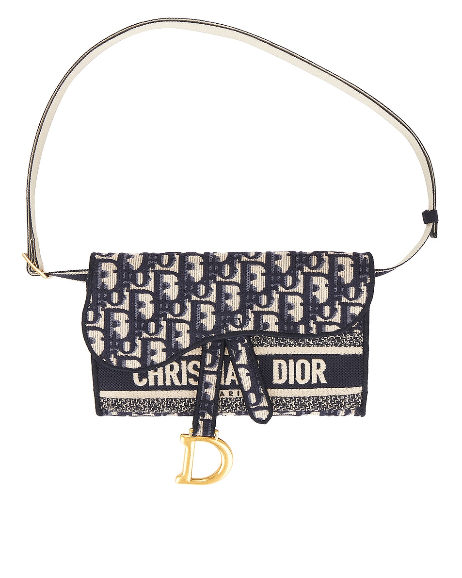 Image 1 of FWRD Renew Dior Oblique Slim Saddle Belt Bag in Blue