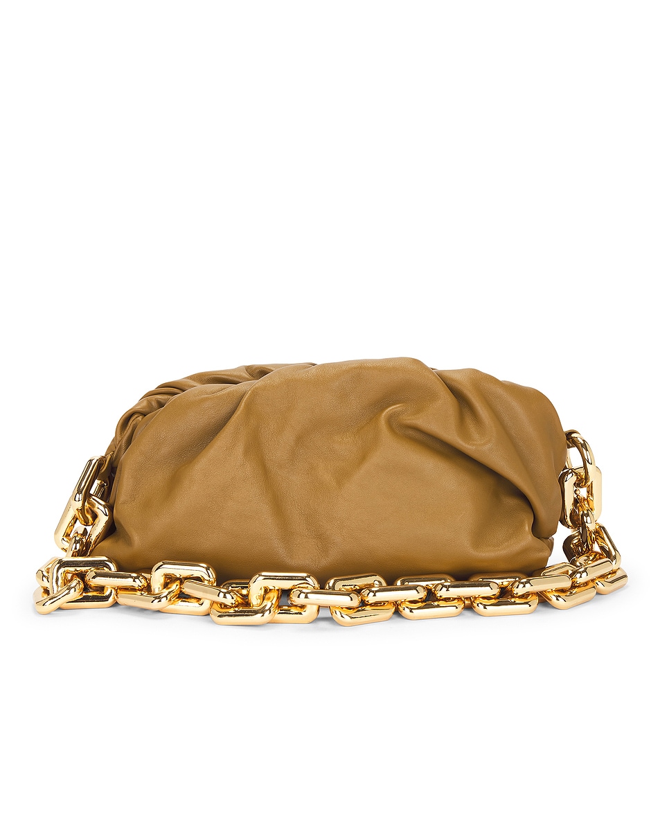 Image 1 of FWRD Renew Bottega Veneta The Pouch Chain Bag in Ocra & Gold