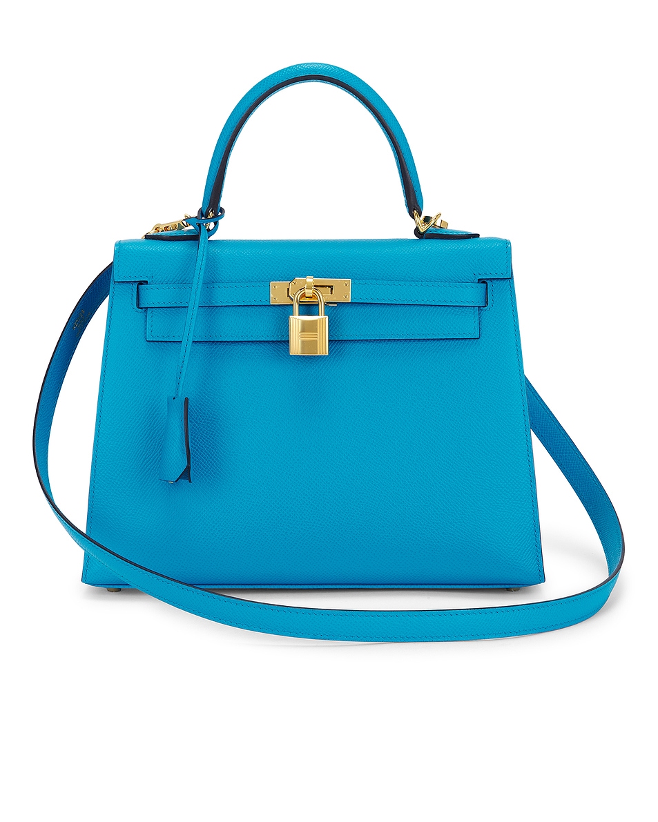 Image 1 of FWRD Renew Hermes Epsom Kelly 25 Sellier Handbag in Bleu Frida
