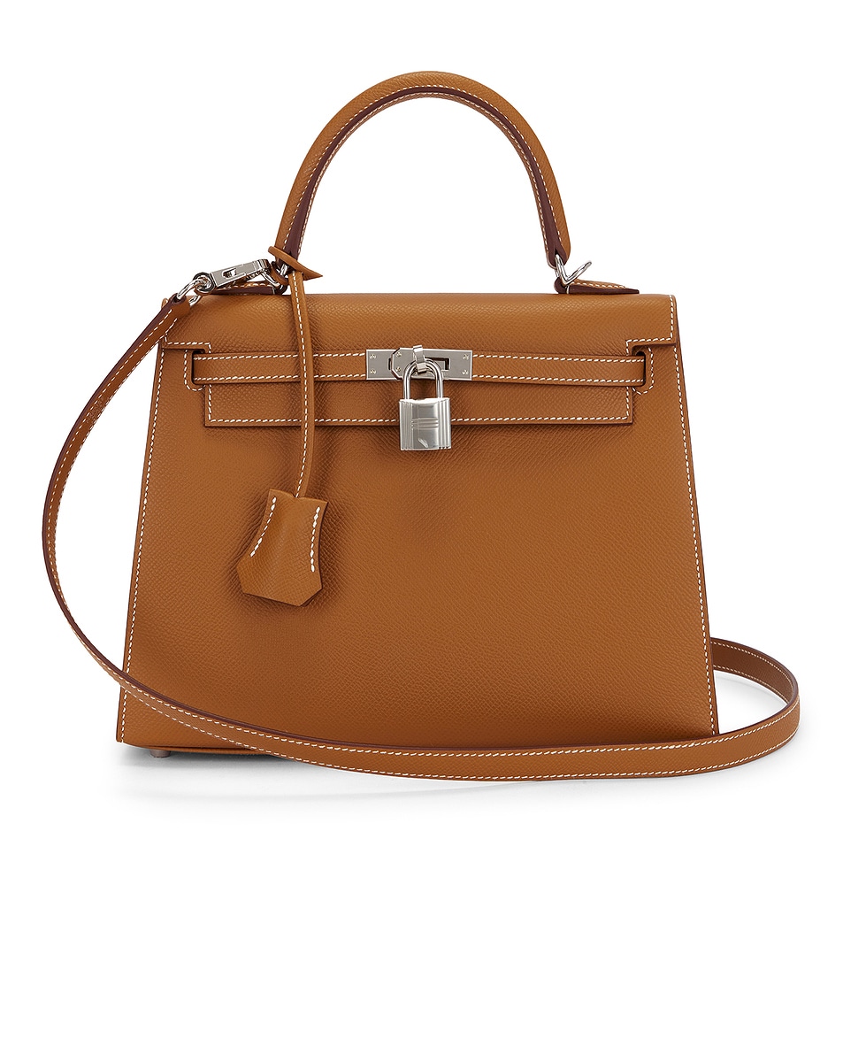 Image 1 of FWRD Renew Hermes Epsom Kelly 25 Sellier Handbag in Gold