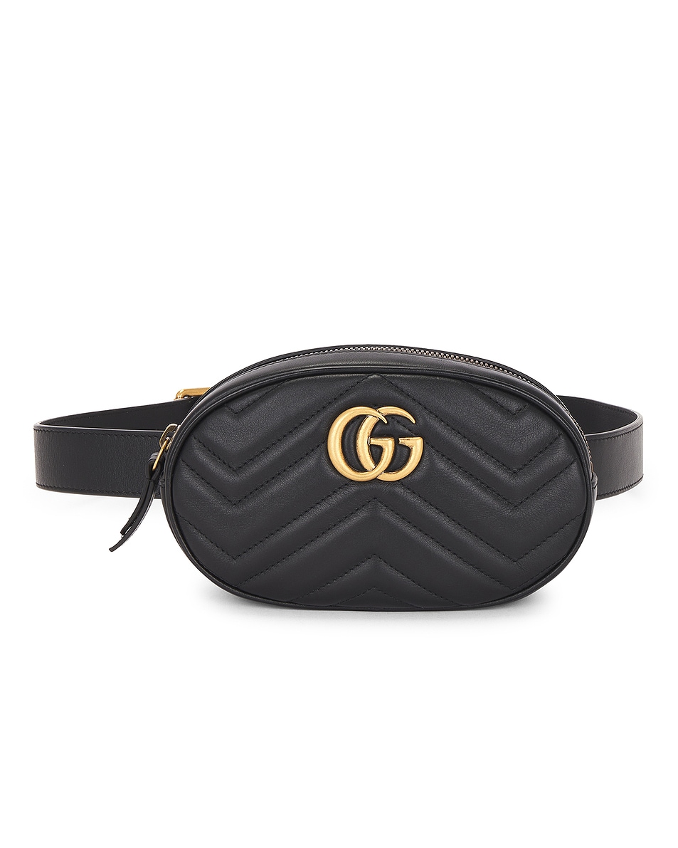 Image 1 of FWRD Renew Gucci GG Marmont Belt Bag in Black