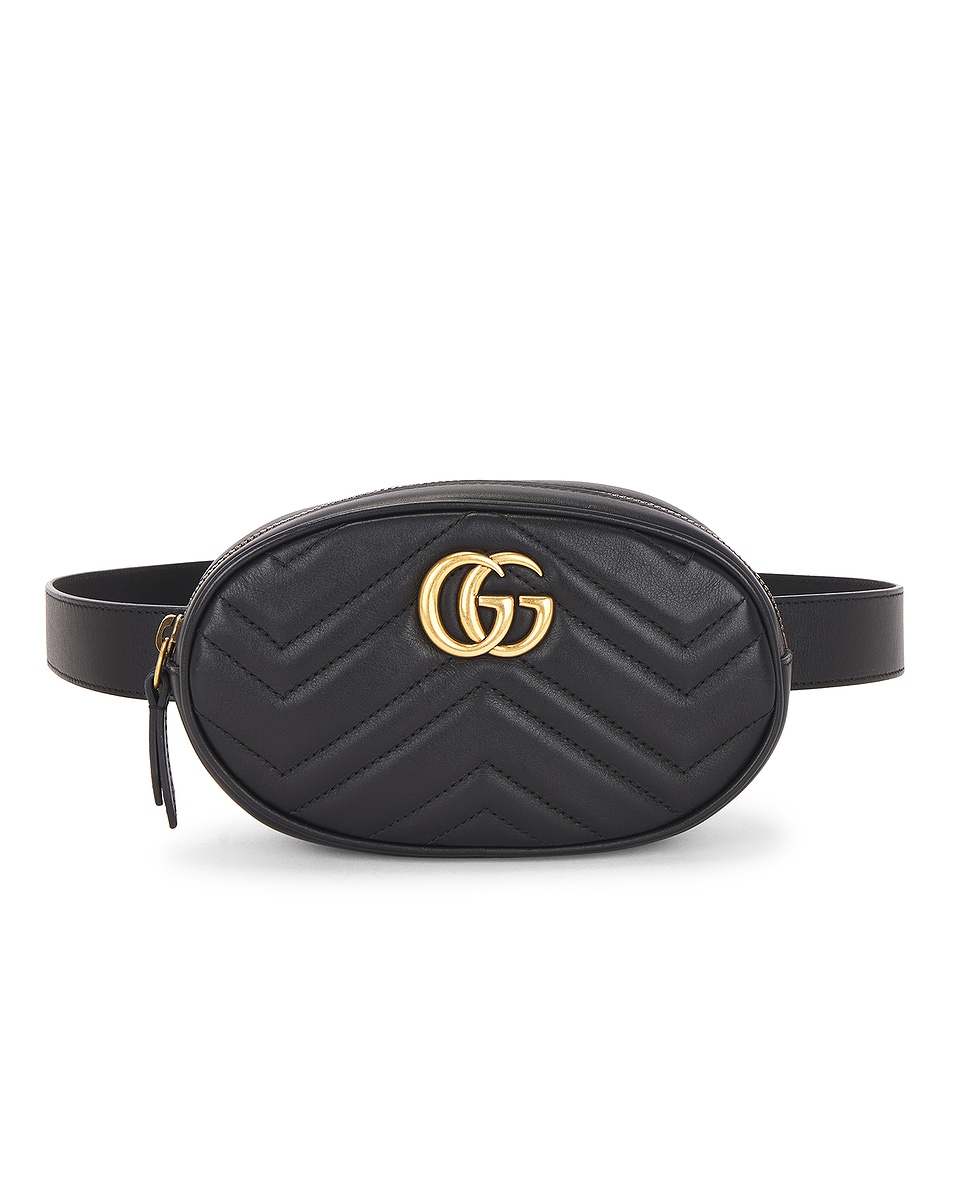 Image 1 of FWRD Renew Gucci GG Marmont Belt Bag in Black