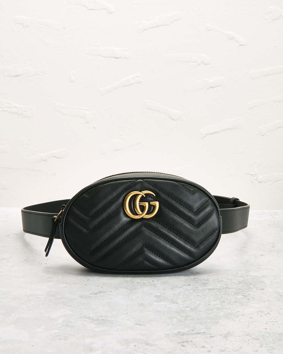 Image 2 of FWRD Renew Gucci GG Marmont Belt Bag in Black