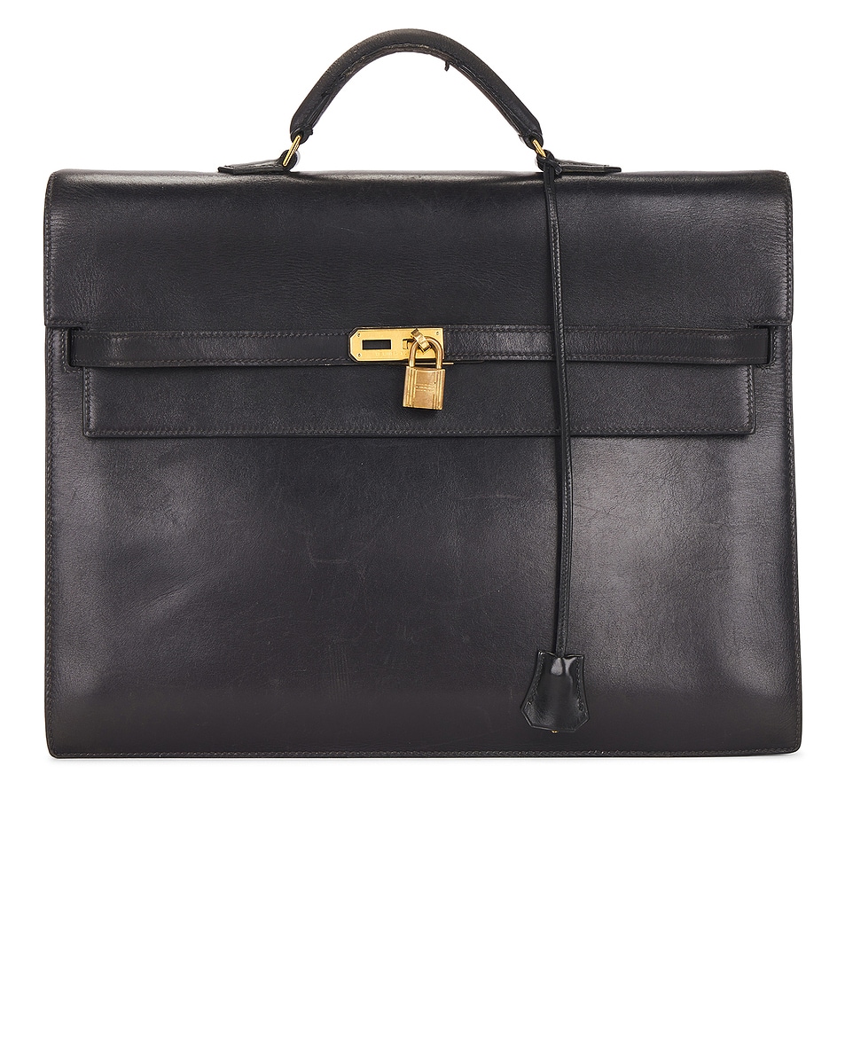 Image 1 of FWRD Renew Hermes Box Kelly Depeche 38 Briefcase in Noir